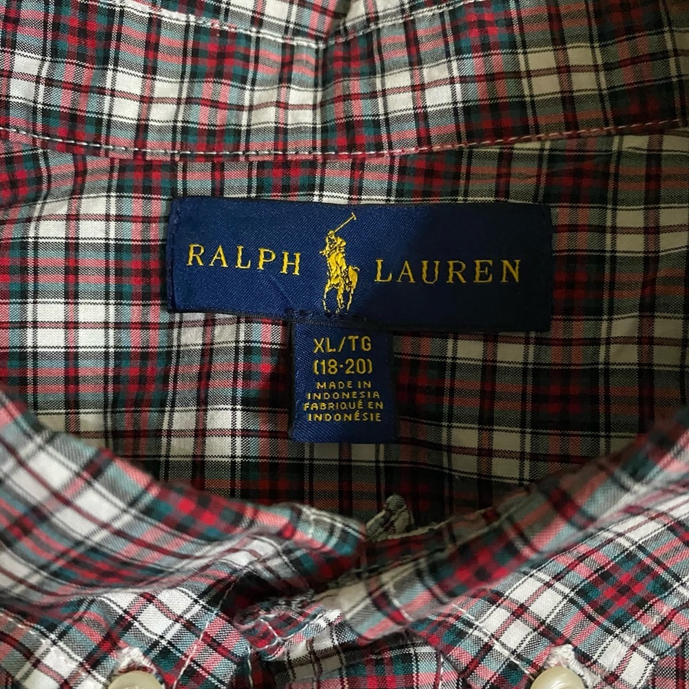 Ralph Lauren Kids Plaid Button Down Shirt - Red and White​ - Picture 3 of 3
